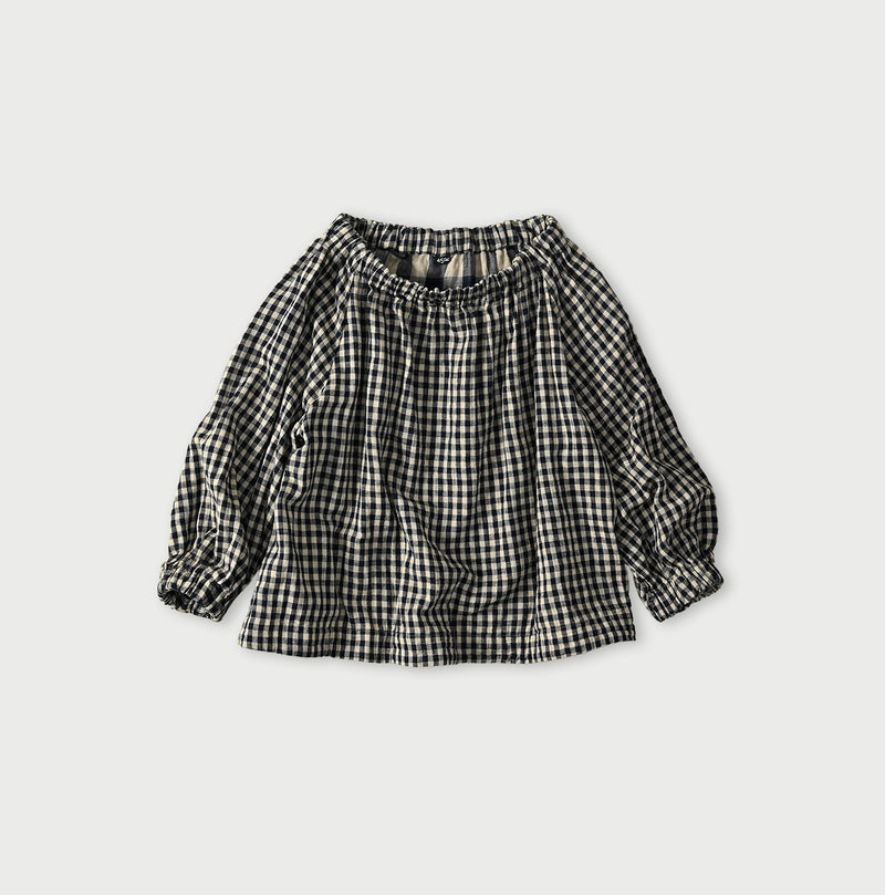 45R Indigo Doublecloth Shirring Blouse - Image 1