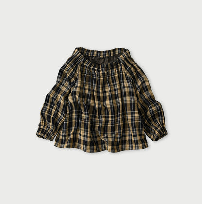 45R Indigo Doublecloth Shirring Blouse