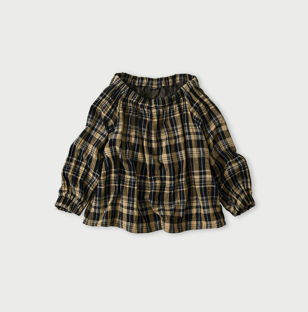 45R Indigo Doublecloth Shirring Blouse