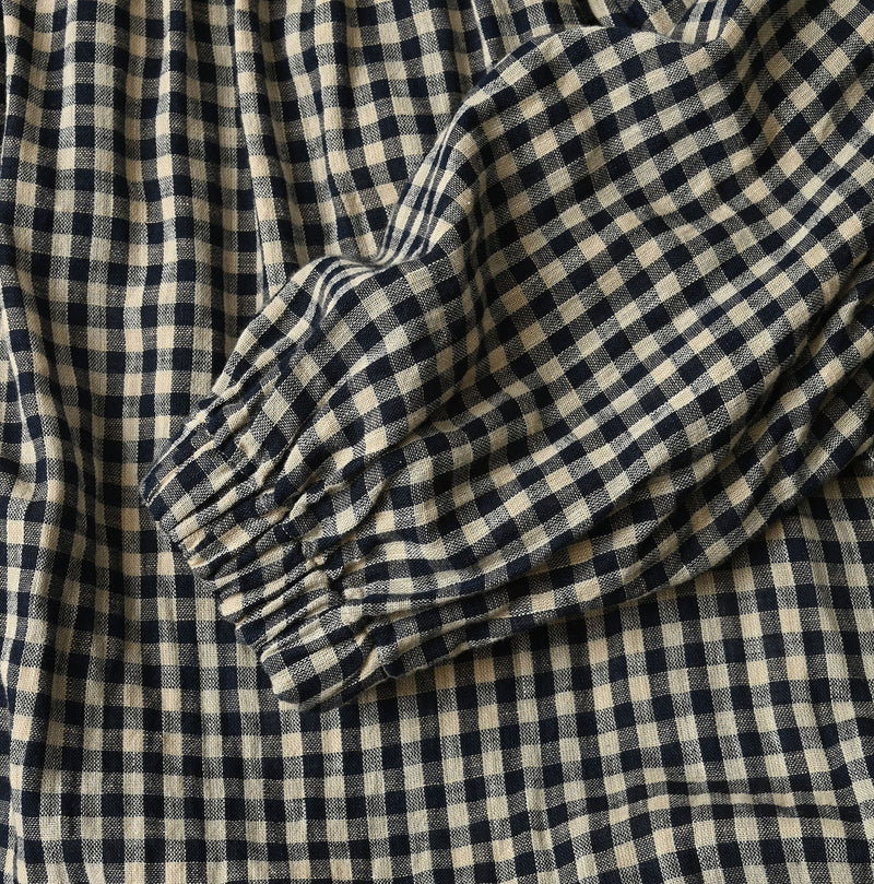 45R Indigo Doublecloth Shirring Blouse