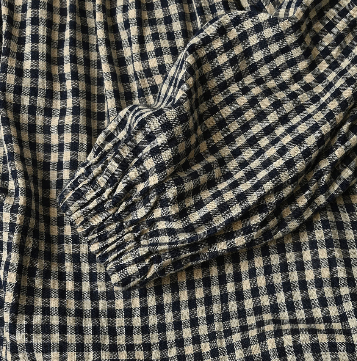 45R Indigo Doublecloth Shirring Blouse