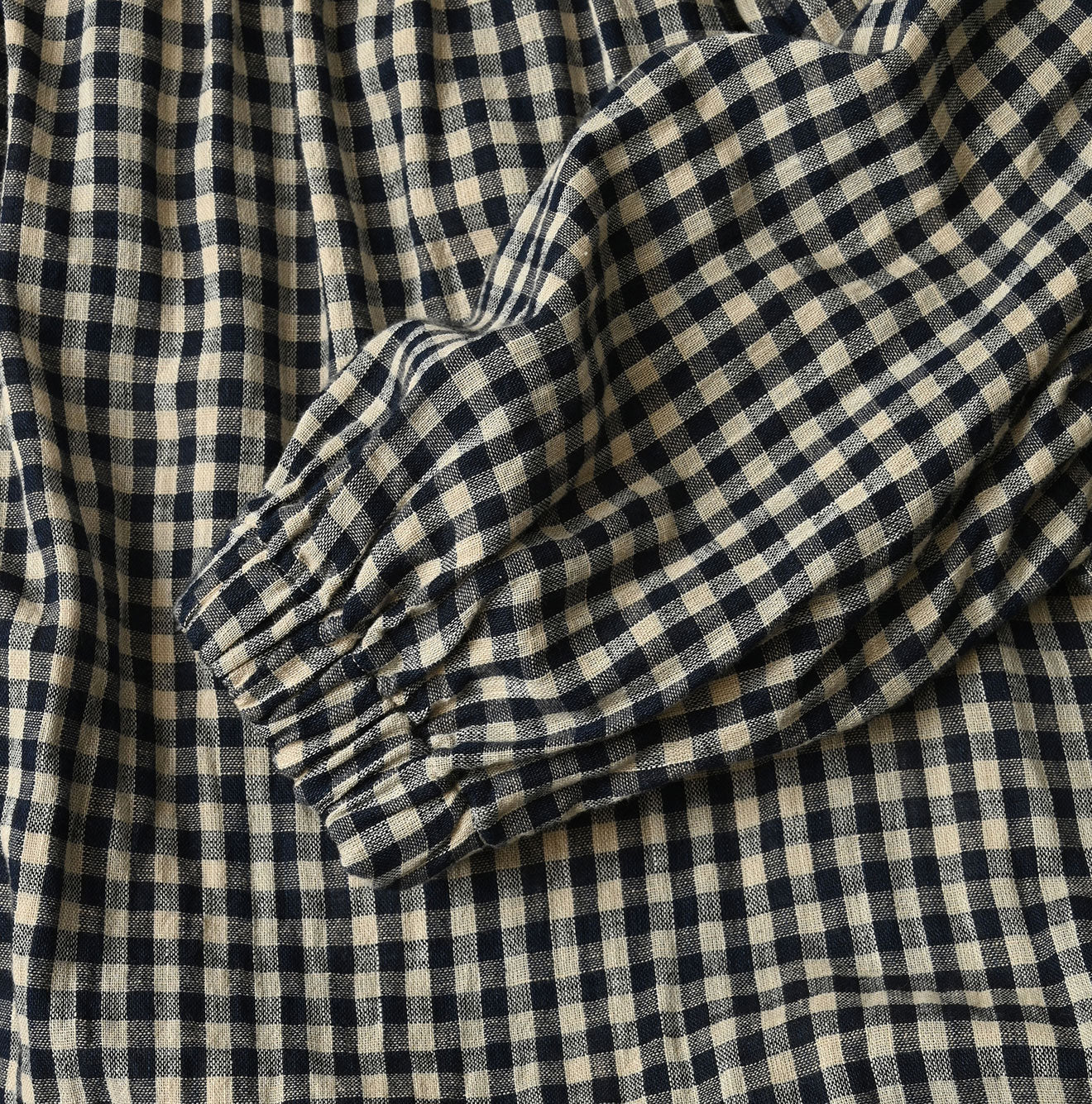 45R Indigo Doublecloth Shirring Blouse