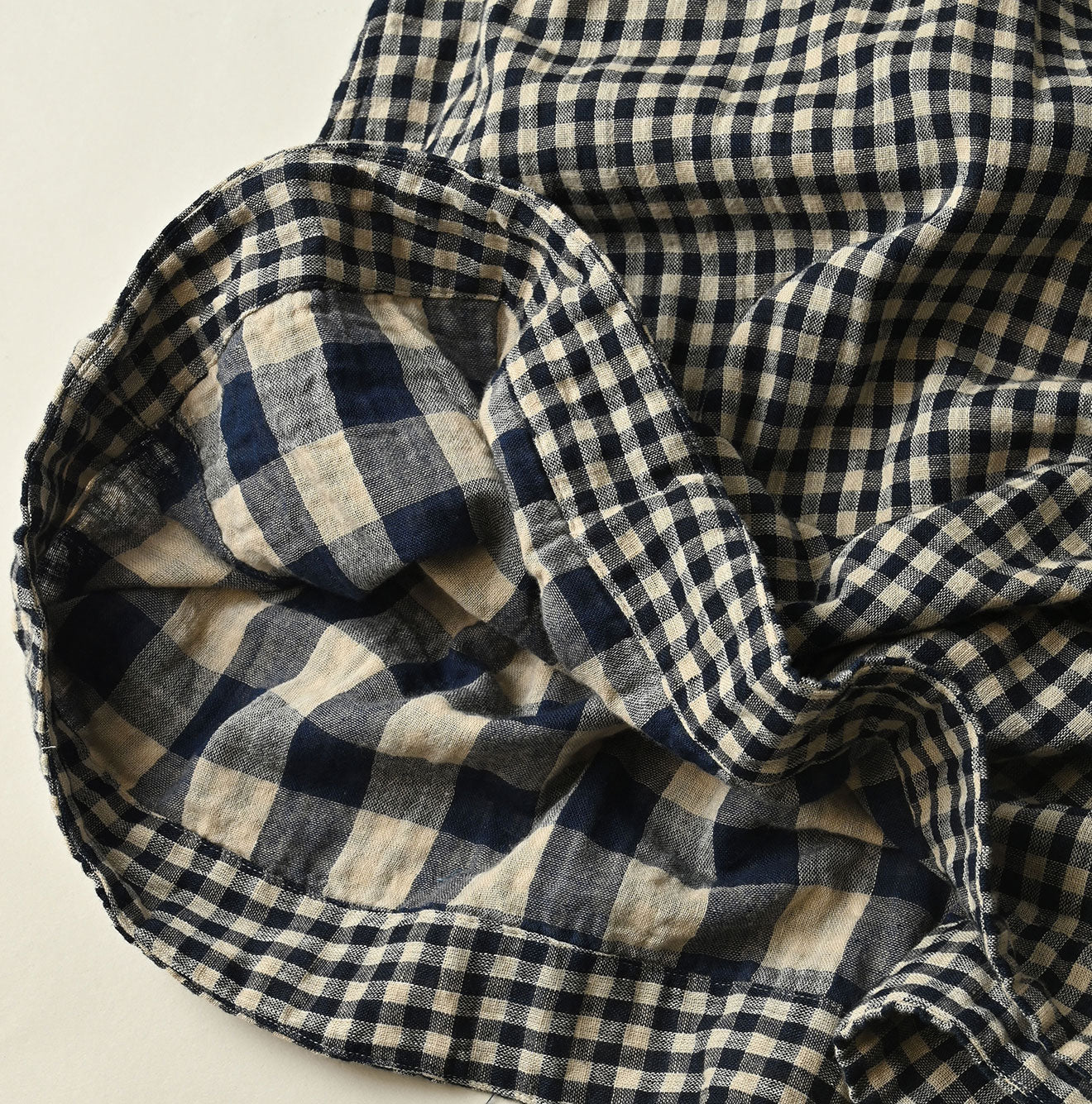 45R Indigo Doublecloth Shirring Blouse