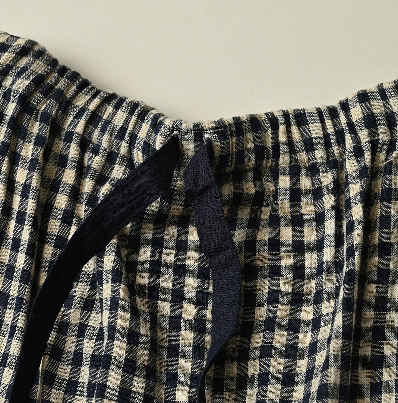 45R Indigo Doublecloth Shirring Blouse