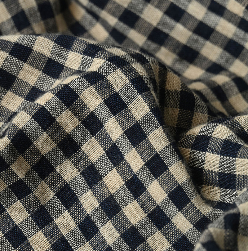 45R Indigo Doublecloth Shirring Blouse