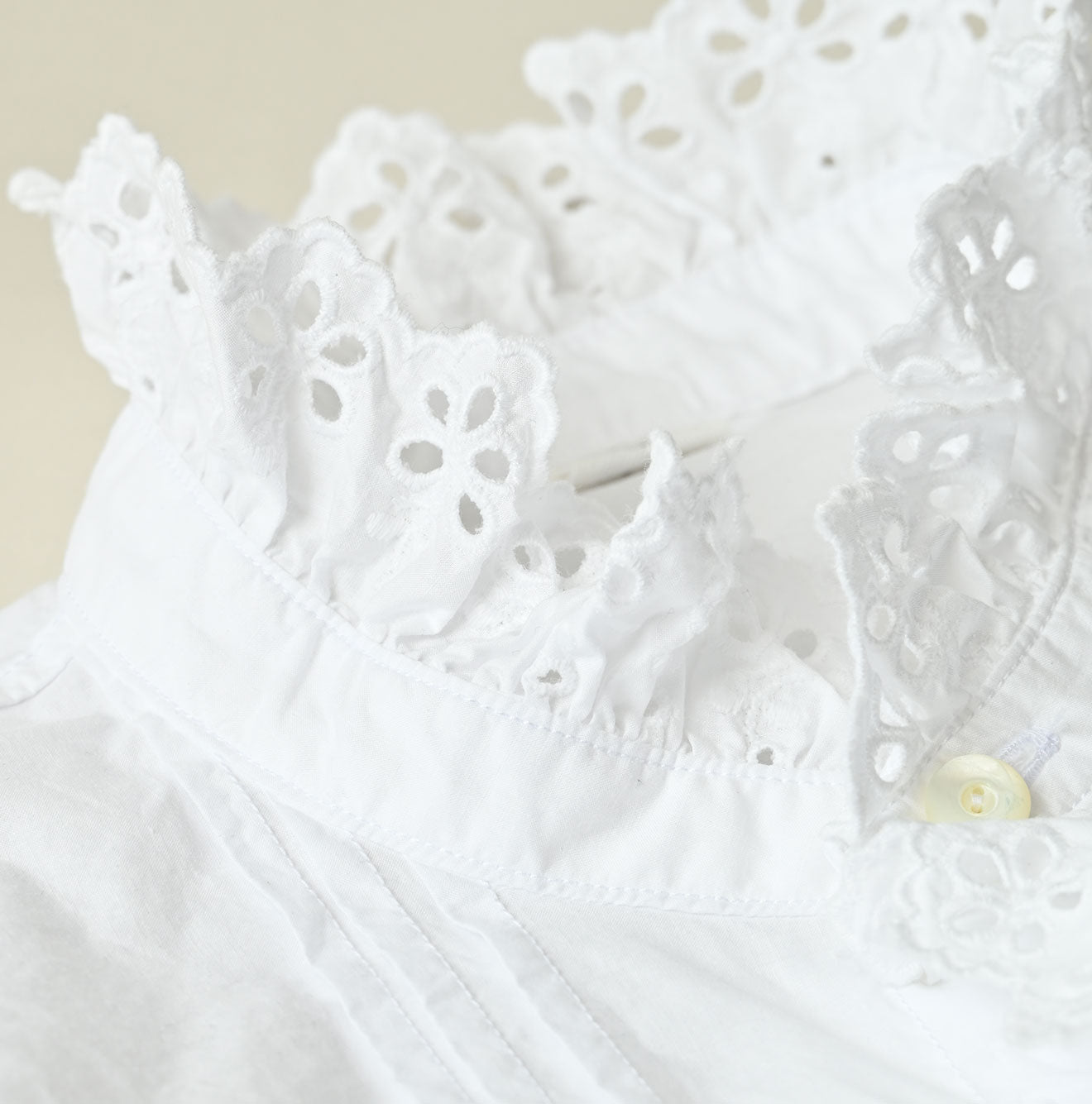 45R Supima Batiste Cutwork Blouse (White)