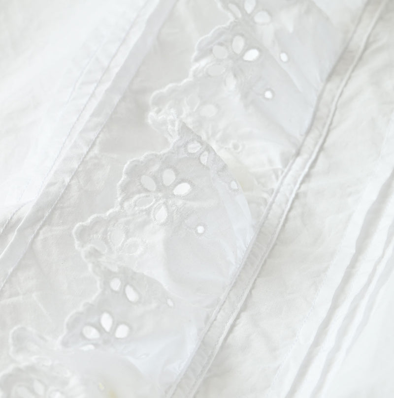 45R Supima Batiste Cutwork Blouse (White)