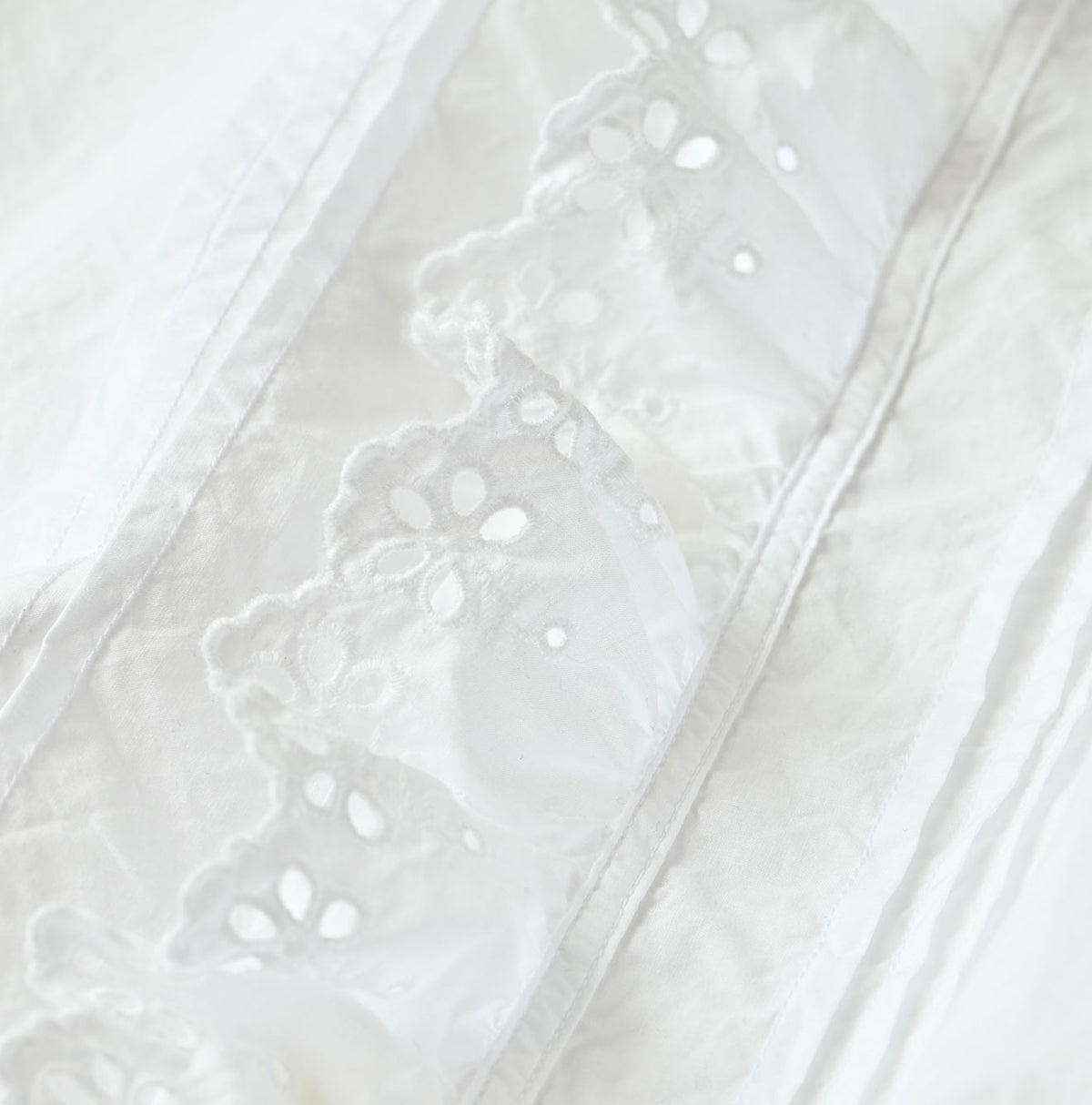 45R Supima Batiste Cutwork Blouse (White)