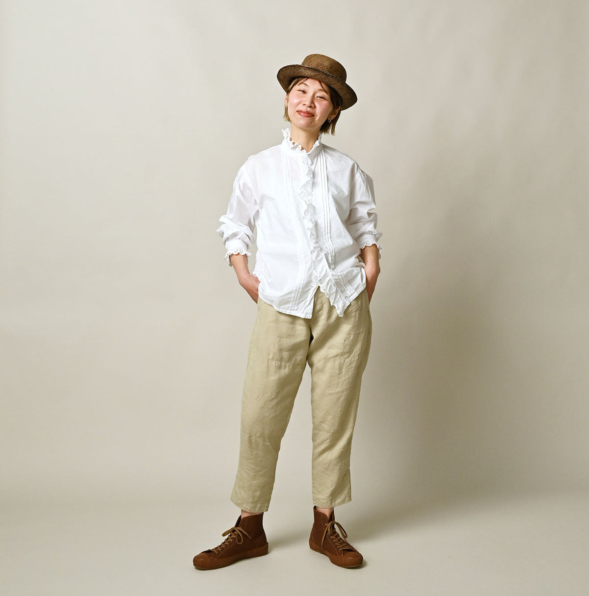 45R Supima Batiste Cutwork Blouse (White)