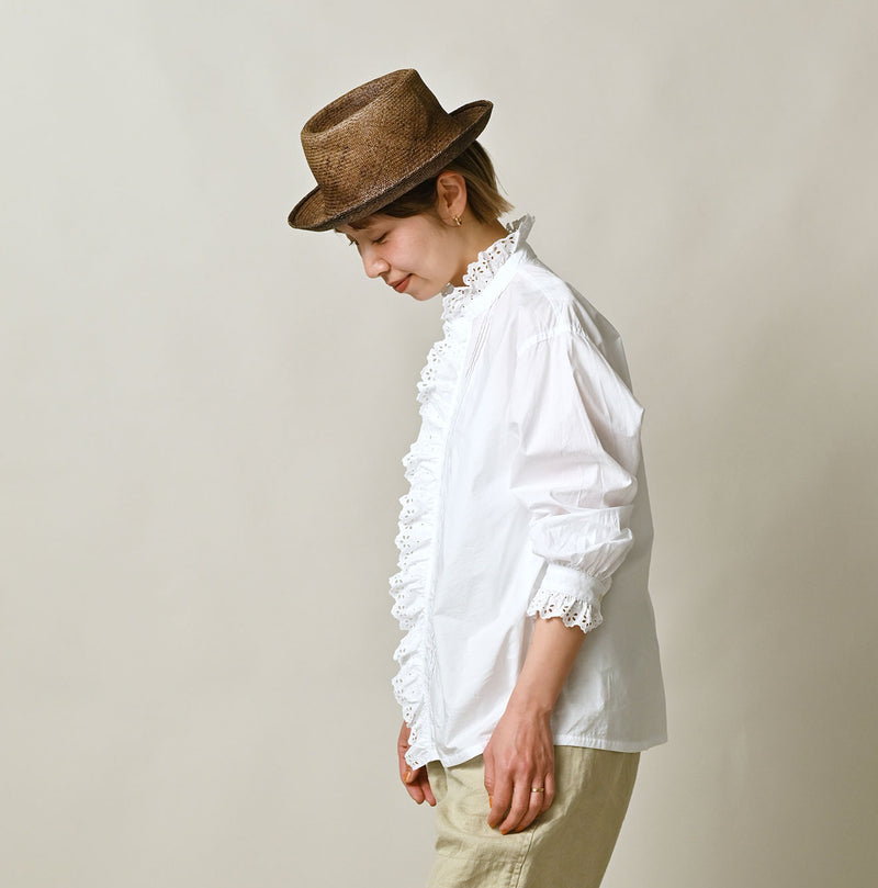 45R Supima Batiste Cutwork Blouse (White)