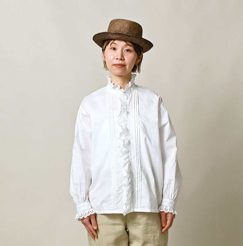 45R Supima Batiste Cutwork Blouse (White)