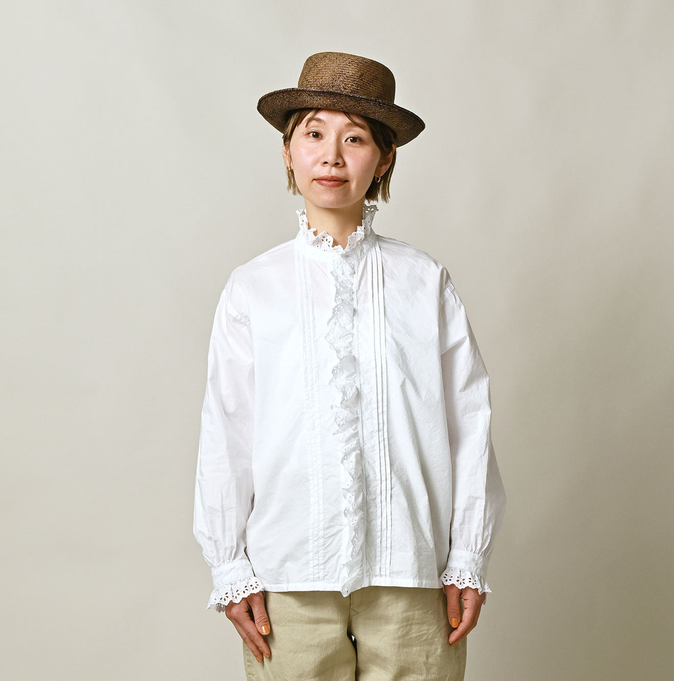 45R Supima Batiste Cutwork Blouse (White)