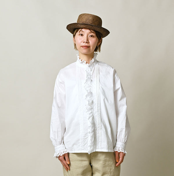 45R Supima Batiste Cutwork Blouse (White)