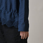 45R Ai Indigo Khadi Peplum Cutwork Embroidery M-Shirt