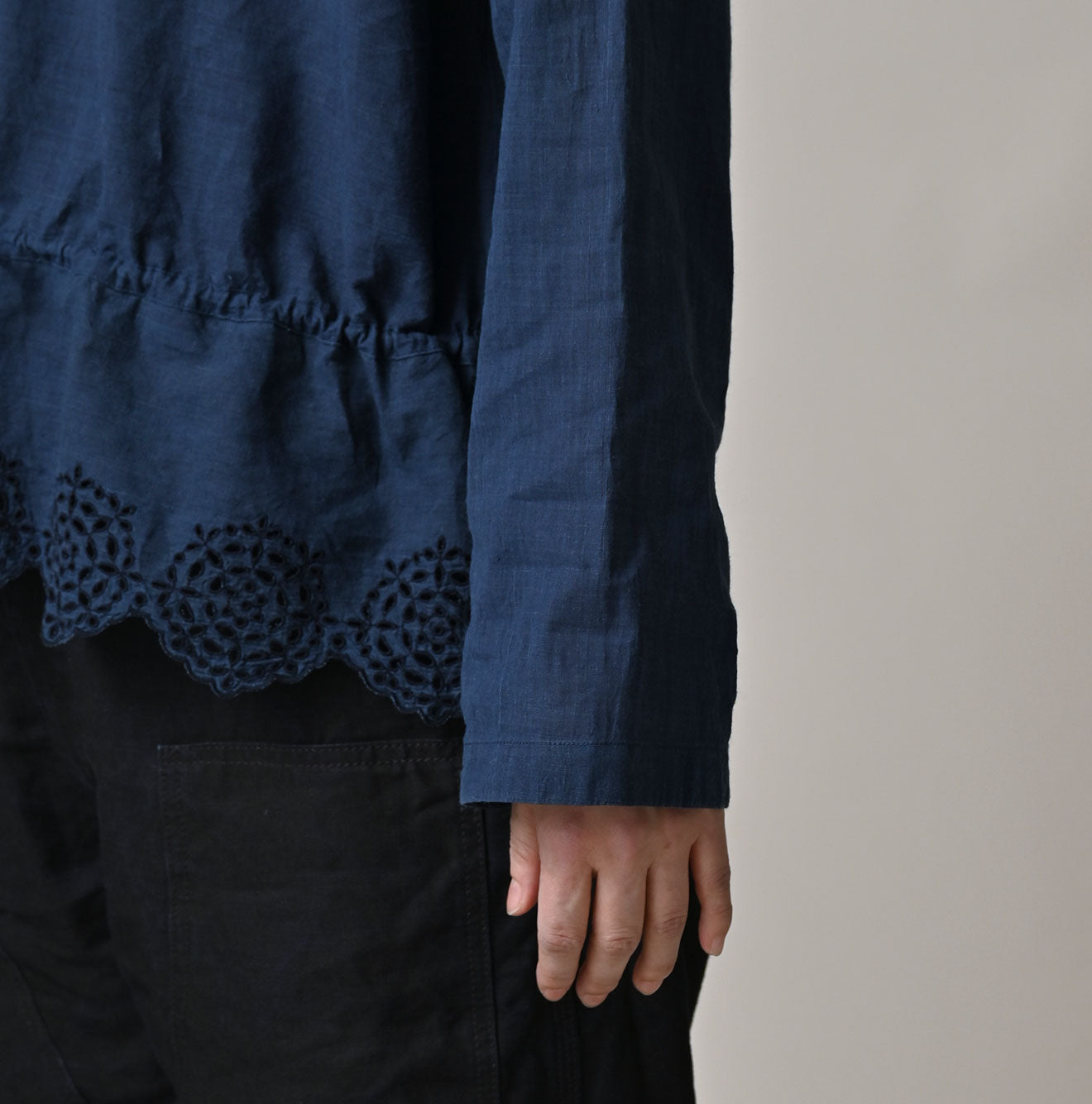 45R Ai Indigo Khadi Peplum Cutwork Embroidery M-Shirt - Image 8