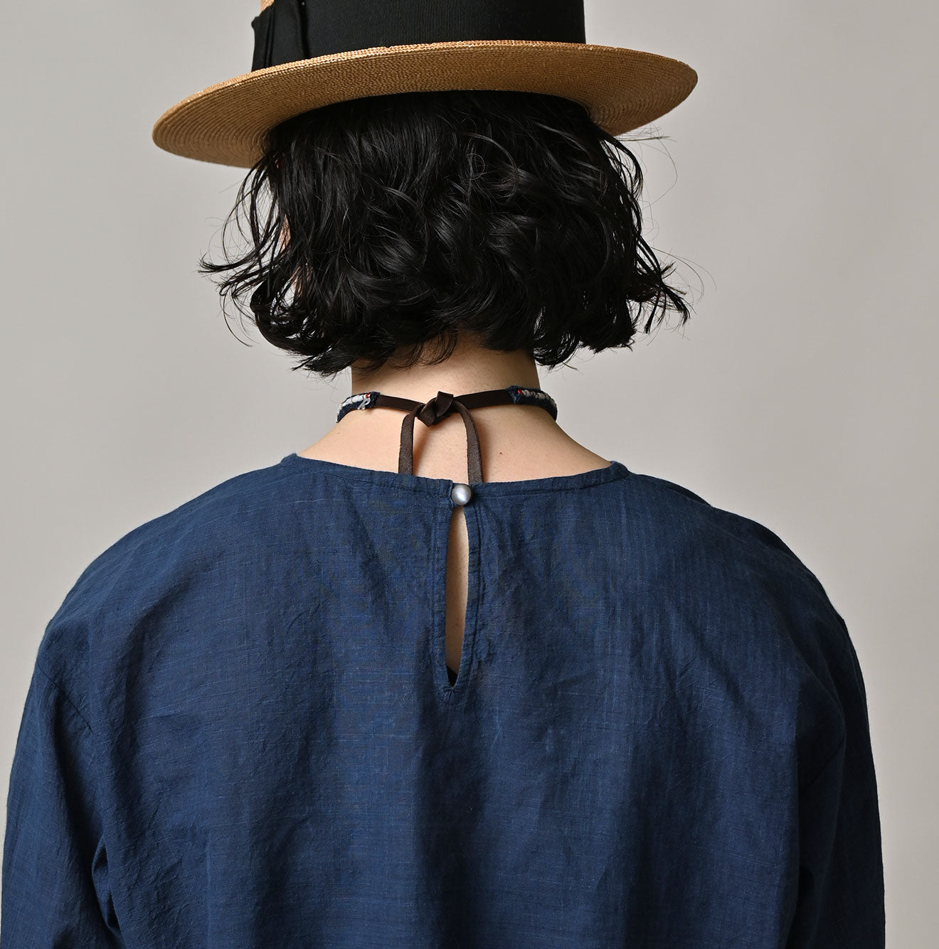 45R Ai Indigo Khadi Peplum Cutwork Embroidery M-Shirt - Image 10