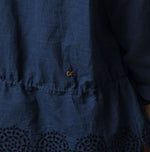 45R Ai Indigo Khadi Peplum Cutwork Embroidery M-Shirt