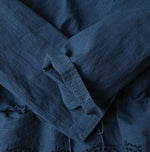 45R Ai Indigo Khadi Peplum Cutwork Embroidery M-Shirt