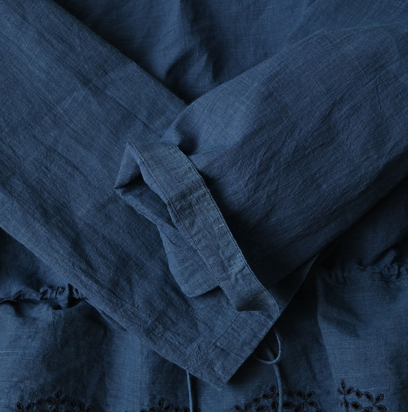 45R Ai Indigo Khadi Peplum Cutwork Embroidery M-Shirt - Image 15