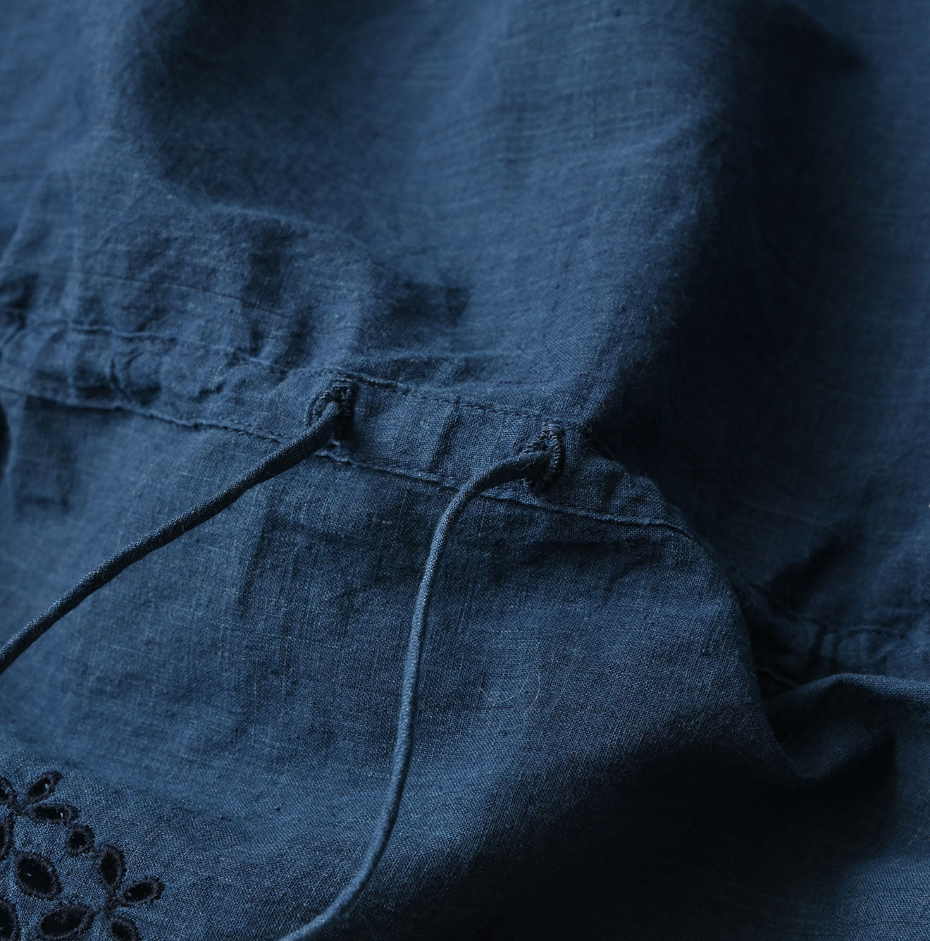 45R Ai Indigo Khadi Peplum Cutwork Embroidery M-Shirt