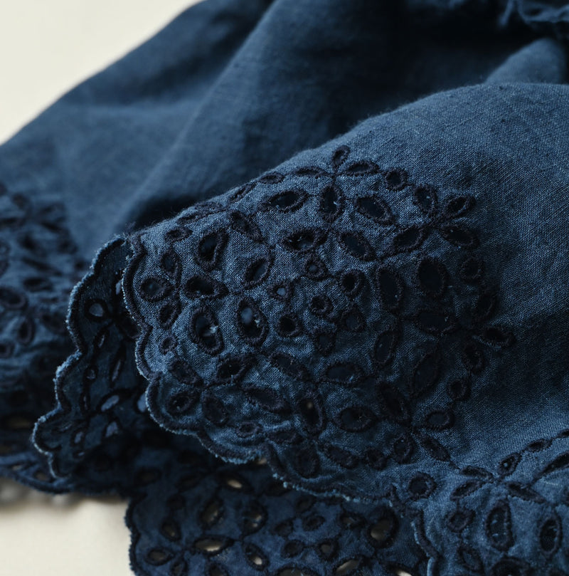 45R Ai Indigo Khadi Peplum Cutwork Embroidery M-Shirt - Image 17