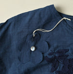 45R Ai Indigo Khadi Peplum Cutwork Embroidery M-Shirt