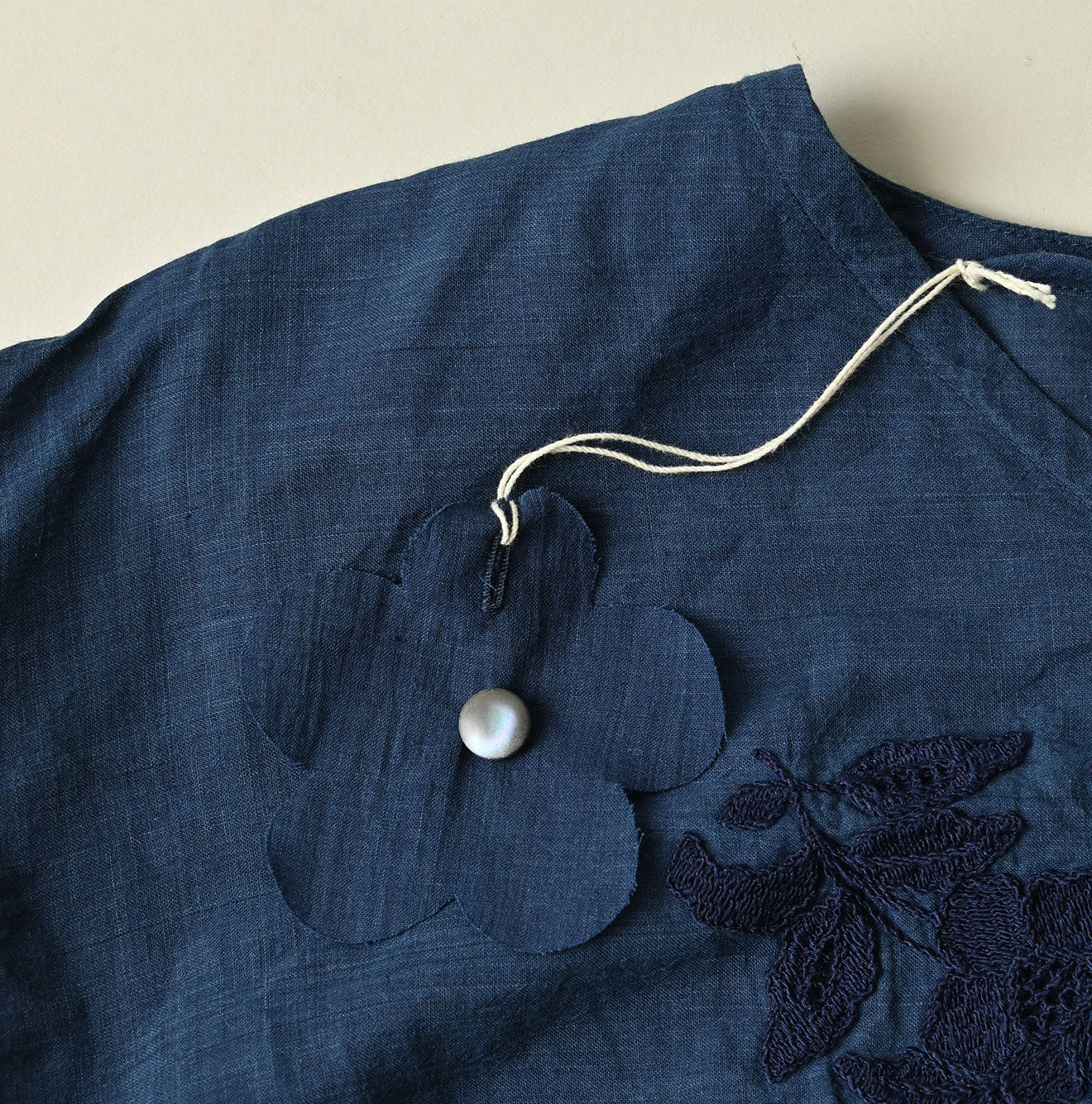 45R Ai Indigo Khadi Peplum Cutwork Embroidery M-Shirt