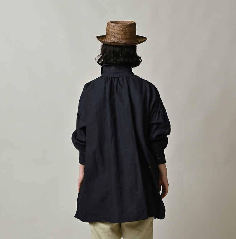 Indigo 60 Linen Smock Shirt - Image 5