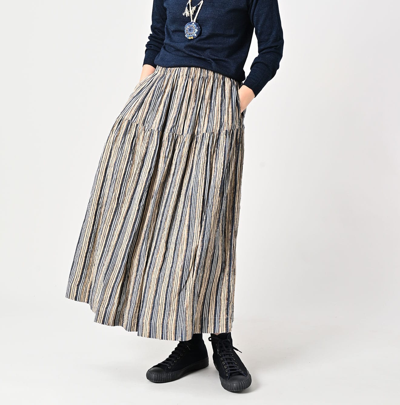 45R Silk Tanba-cloth Tiered Skirt