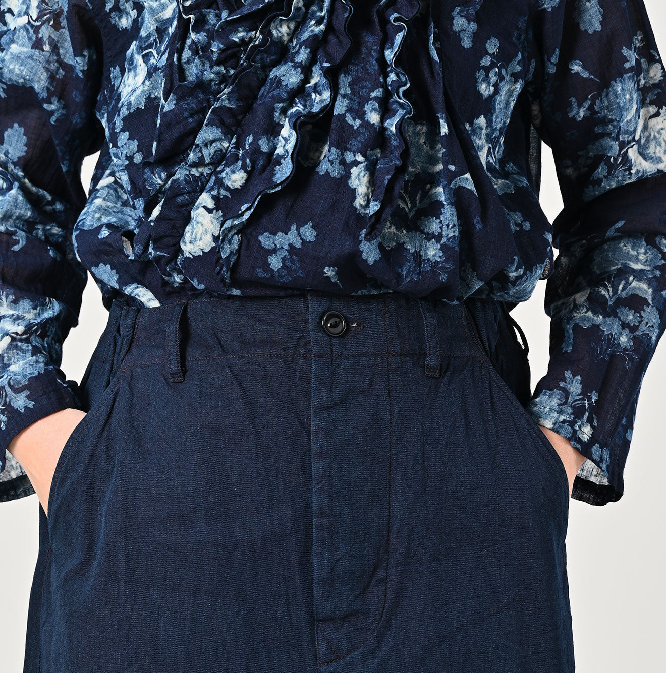 Indigo Gabardine Chigo Skirt - 45R by 45rpm studio