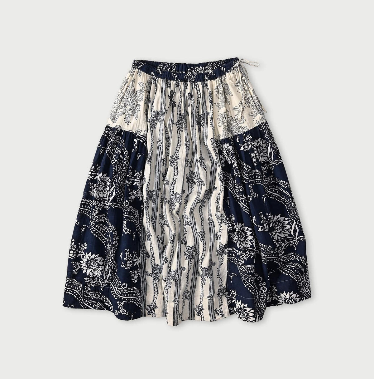 45R Khadi Block-Print Patchwork Skirt