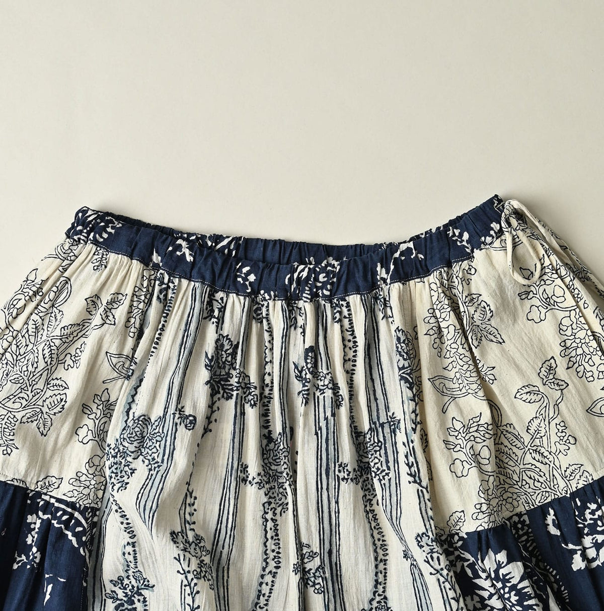 45R Khadi Block-Print Patchwork Skirt