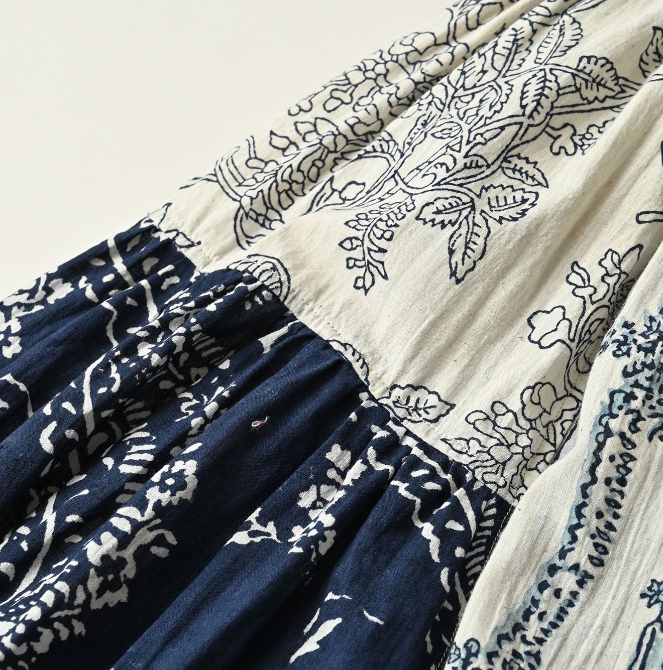 45R Khadi Block-Print Patchwork Skirt