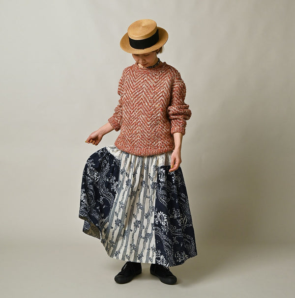 45R Khadi Block-Print Patchwork Skirt