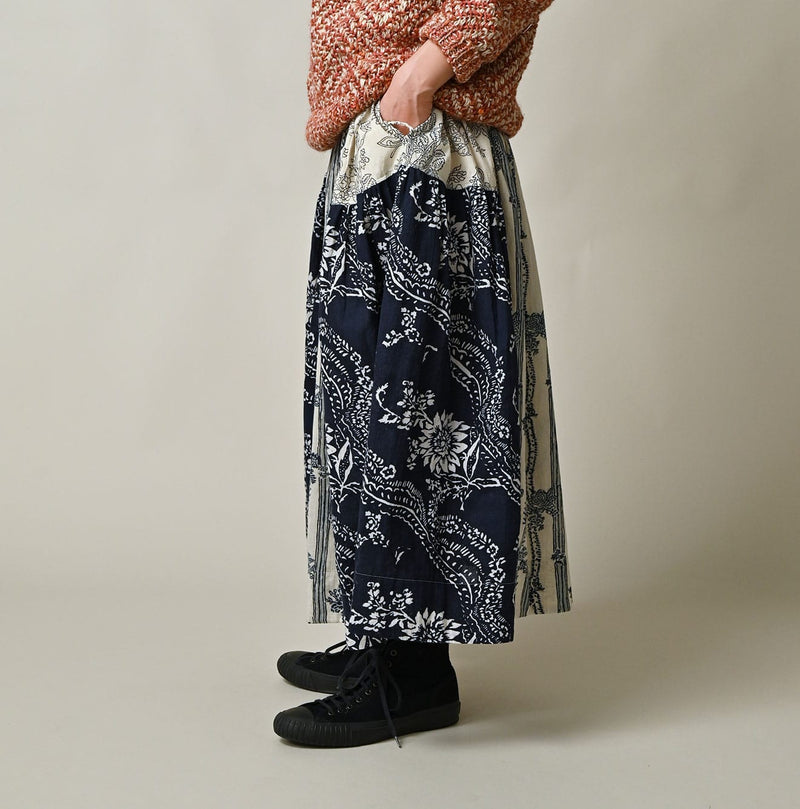 45R Khadi Block-Print Patchwork Skirt