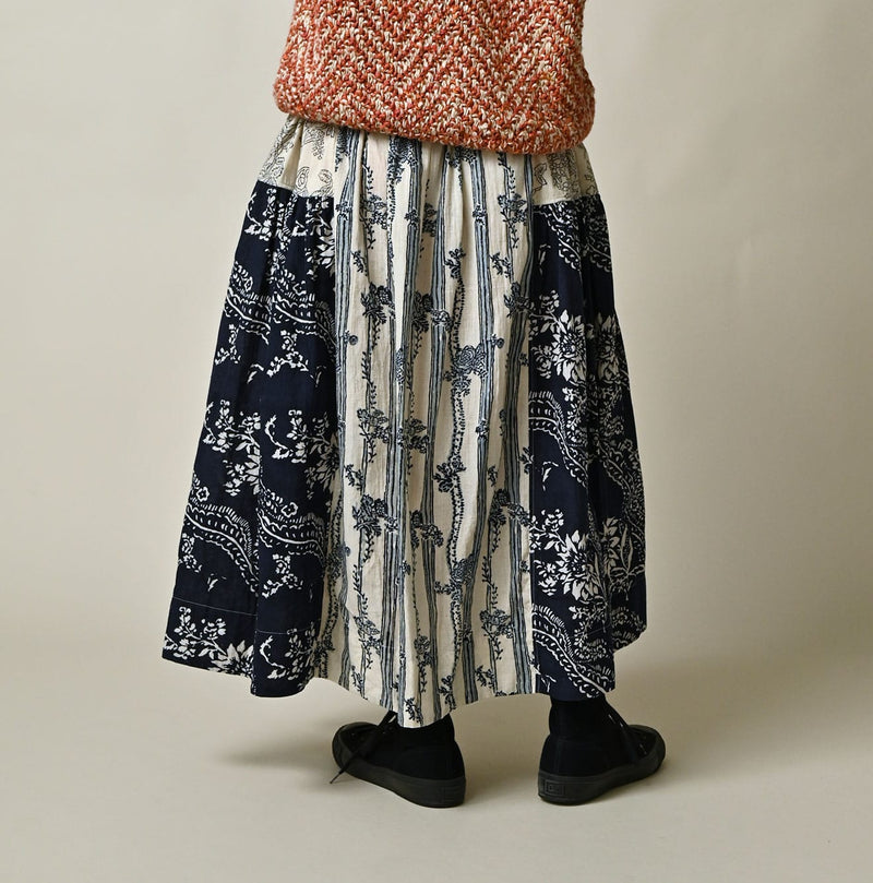 45R Khadi Block-Print Patchwork Skirt