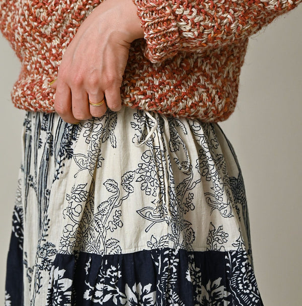 45R Khadi Block-Print Patchwork Skirt