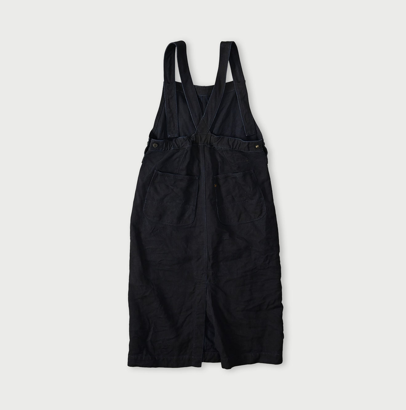 45R Indigo Linen Herringbone Overall Skirt
