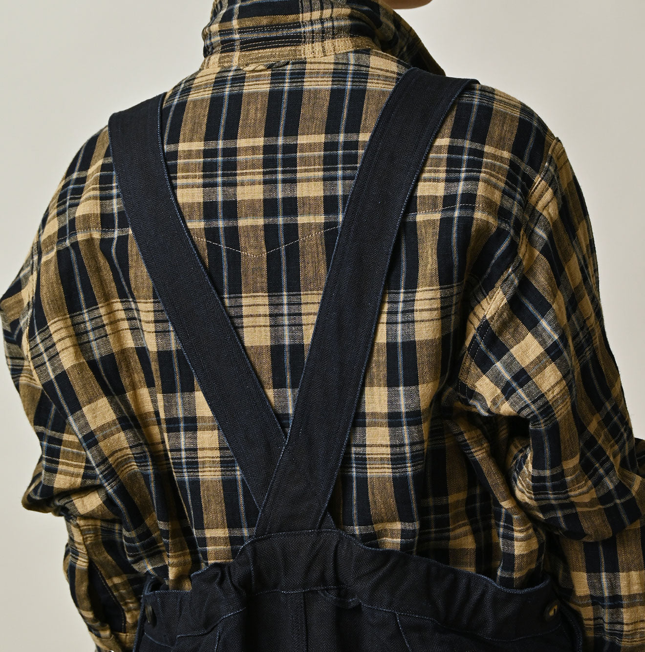 45R Indigo Linen Herringbone Overall Skirt