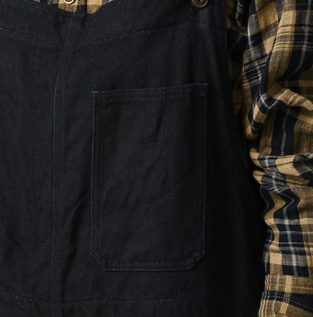 45R Indigo Linen Herringbone Overall Skirt