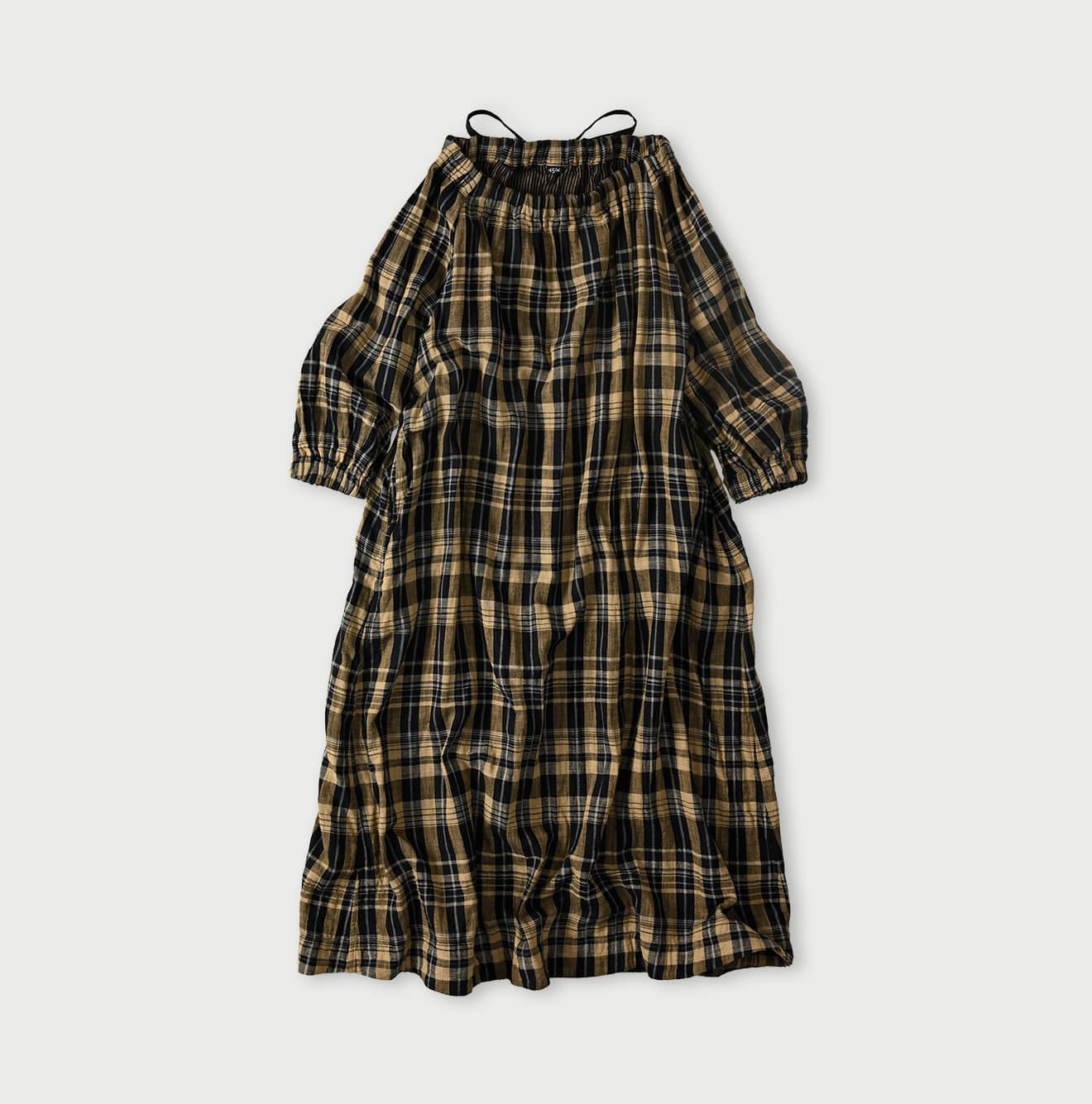 Indigo Doublecloth Shirring Dress - Image 2