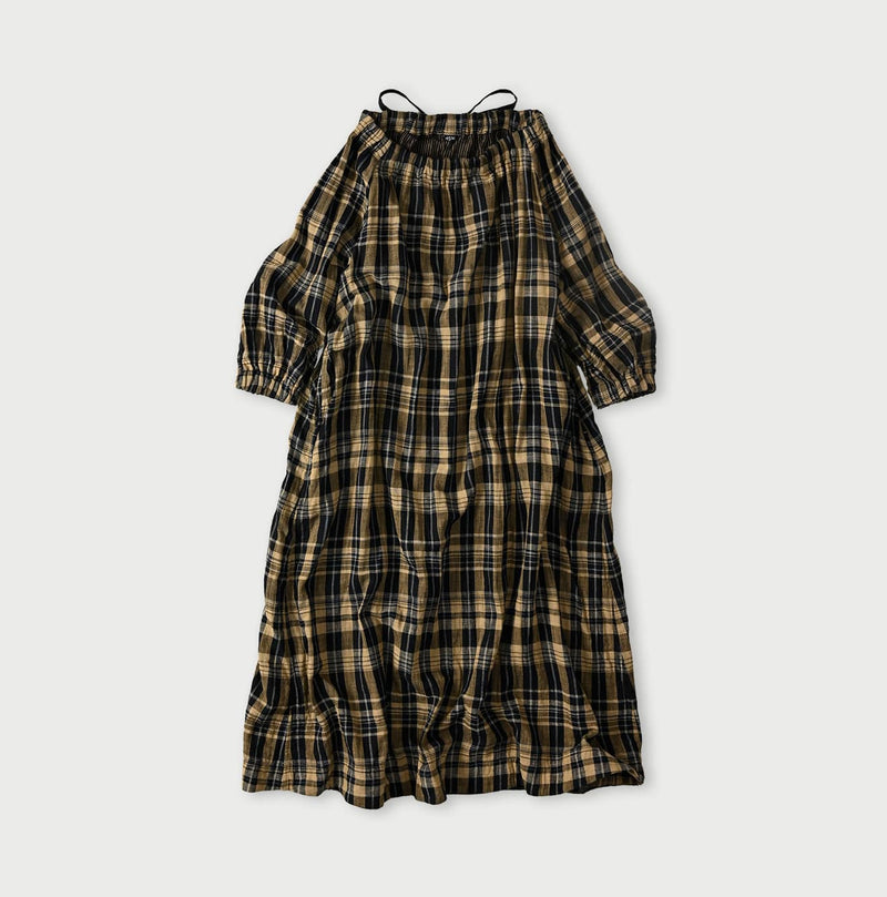 Indigo Doublecloth Shirring Dress - Image 2