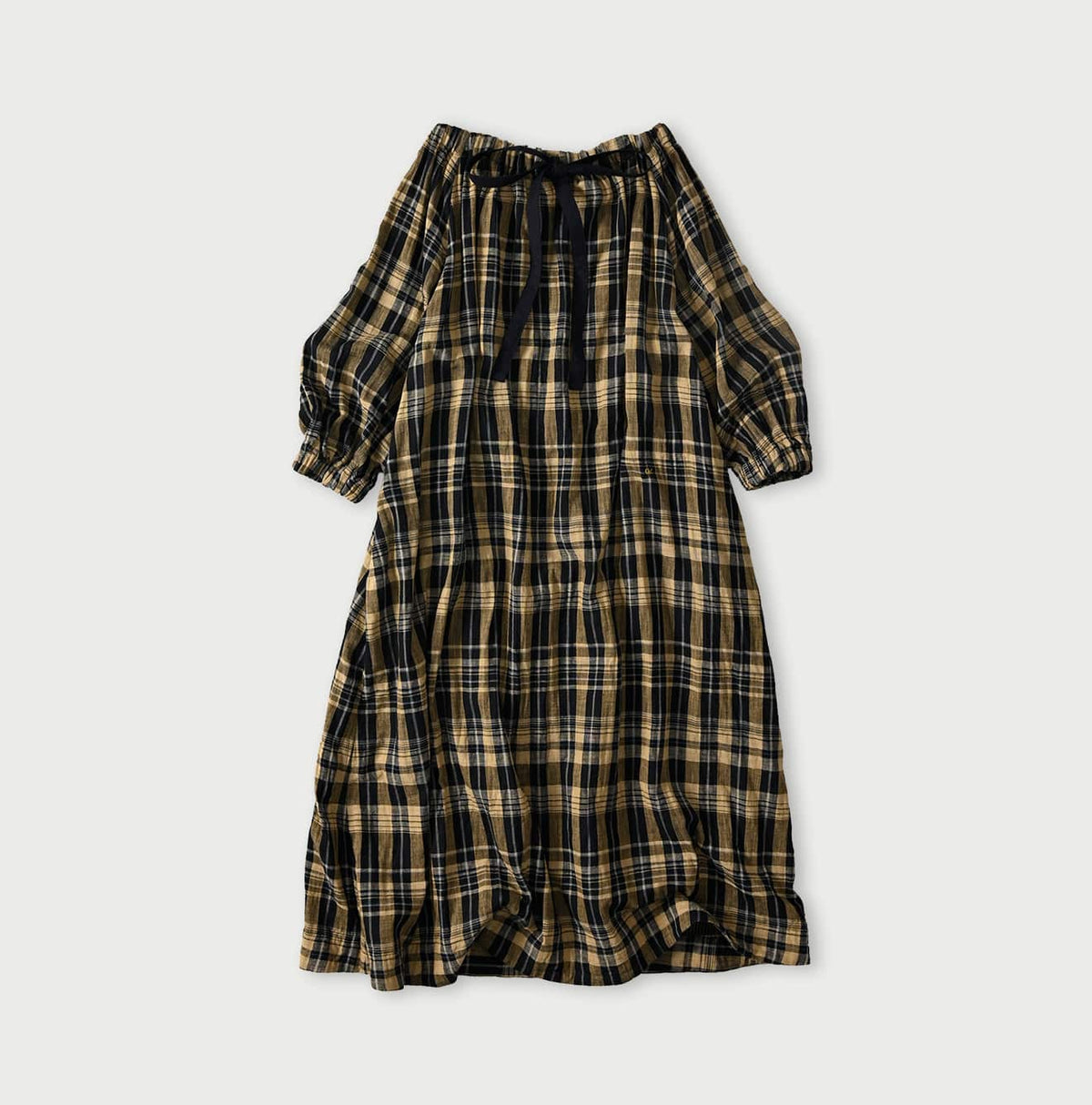 45R Indigo Doublecloth Shirring Dress