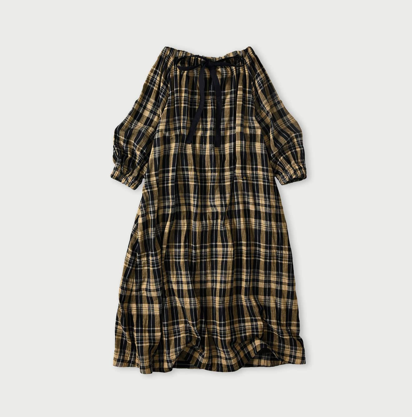 45R Indigo Doublecloth Shirring Dress