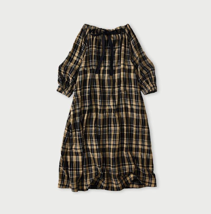 45R Indigo Doublecloth Shirring Dress - Image 12