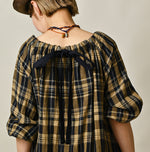 45R Indigo Doublecloth Shirring Dress