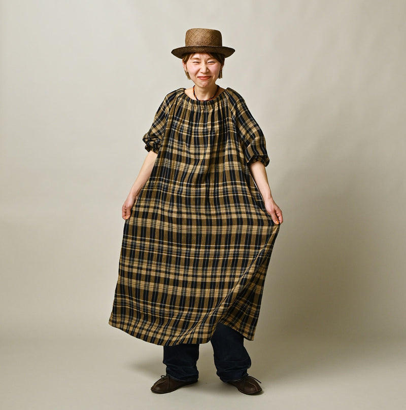 45R Indigo Doublecloth Shirring Dress - Image 4