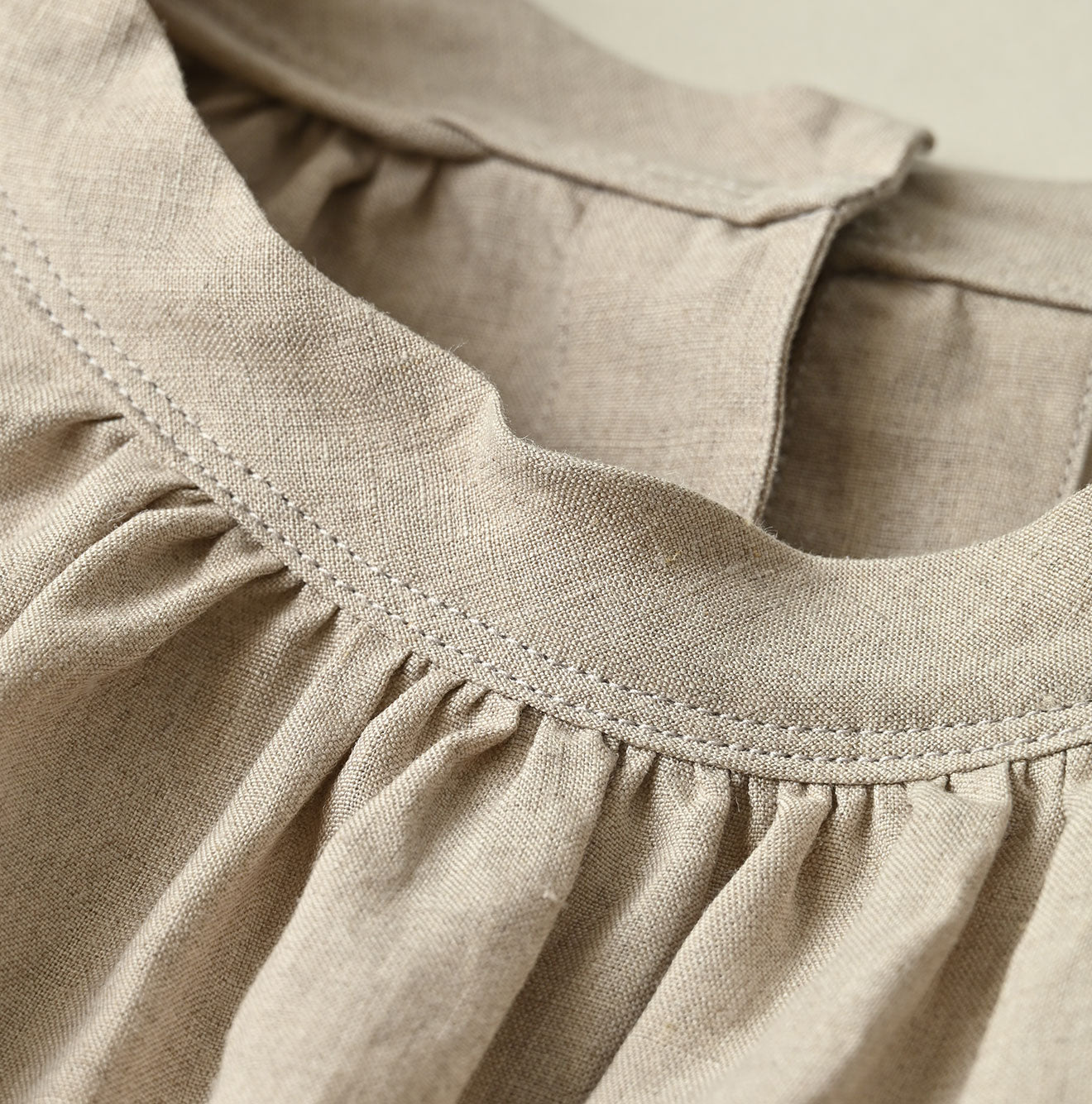 60 Linen Embroidery Puff Sleeve Dress - Image 12