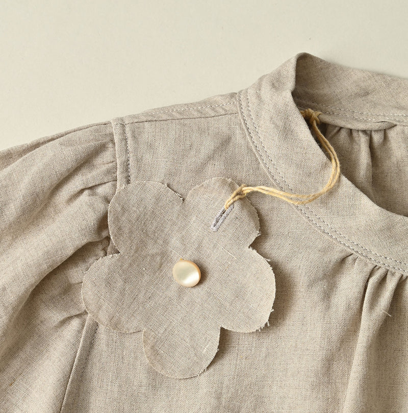 60 Linen Embroidery Puff Sleeve Dress - Image 17