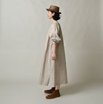 60 Linen Embroidery Puff Sleeve Dress
